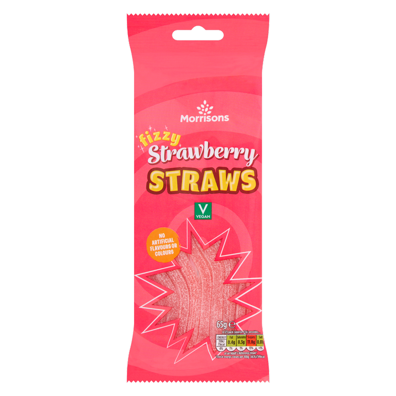 Morrisons Fizzy Strawberry Straws, 65g