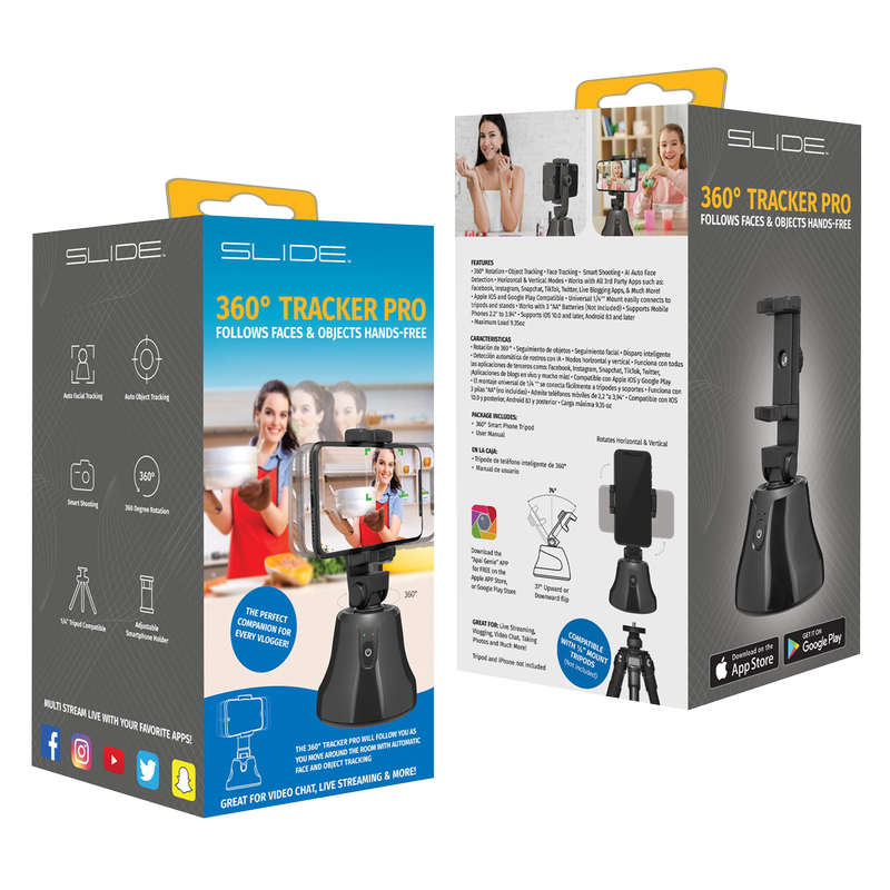 Slide Smart Tripod with 360 Auto Face Tracking Black