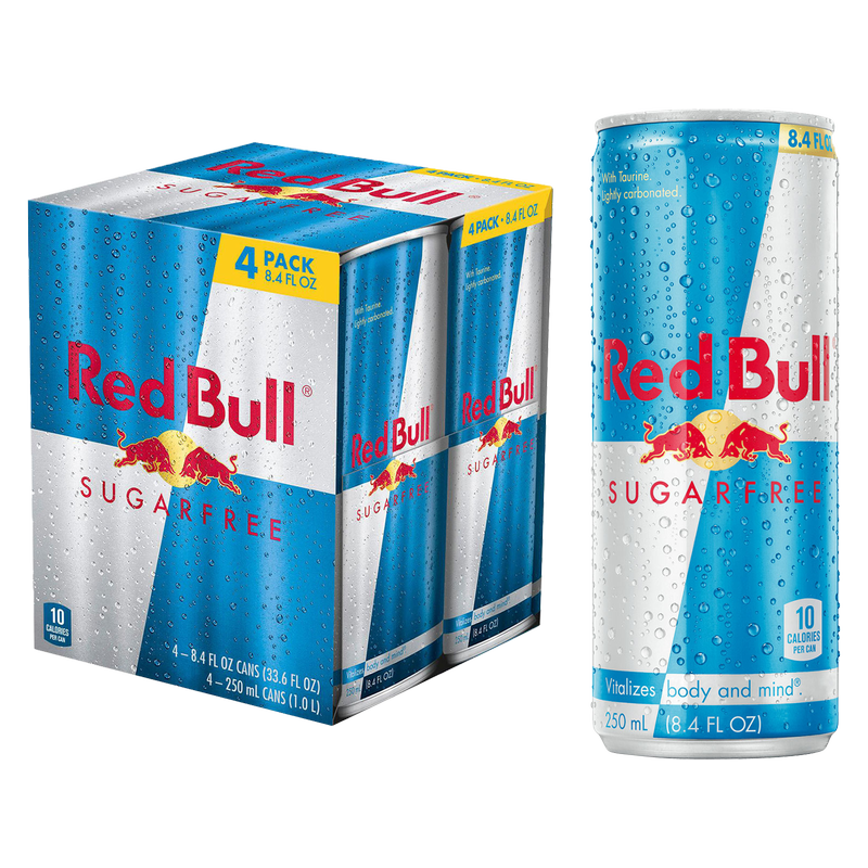 Red Bull Energy Drink, Sugar Free, 8.4 Fl Oz (4 pack)