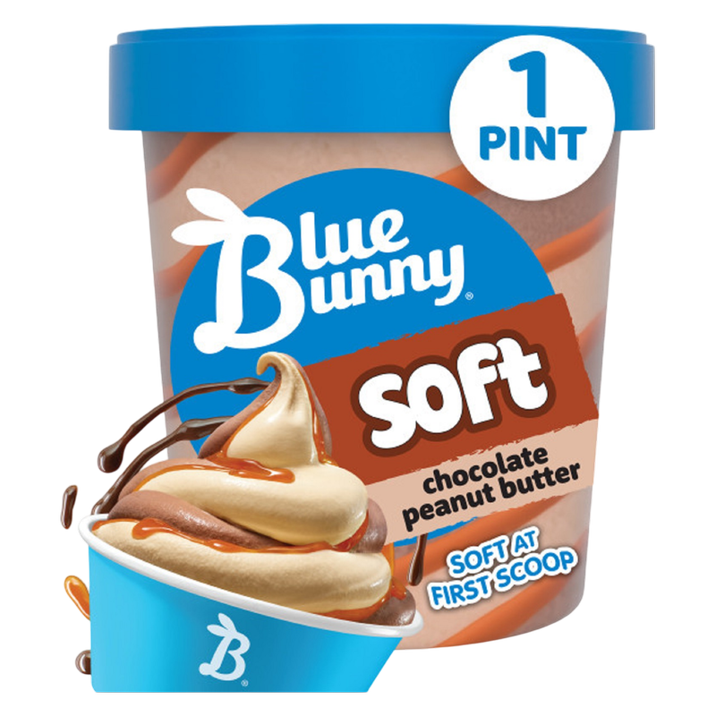 Blue Bunny Chocolate Peanut Butter Soft Pint, 16 oz