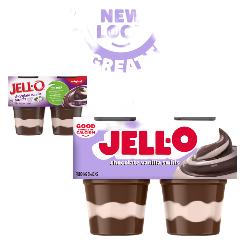 Jell-O Original Chocolate Vanilla Swirls Pudding Cups - 4ct