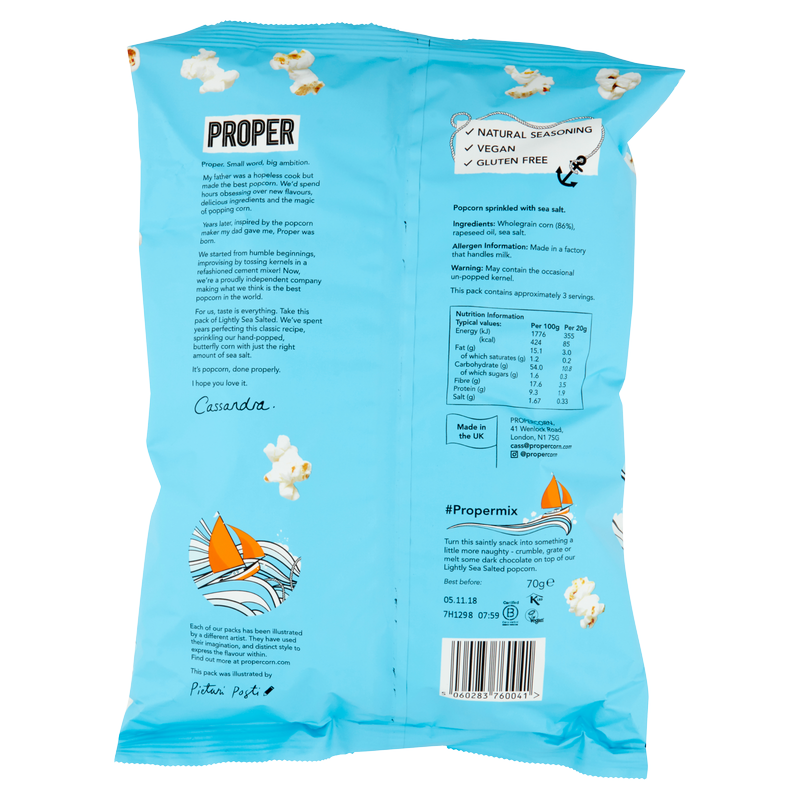 Propercorn Lightly Sea Salted Popcorn, 70g