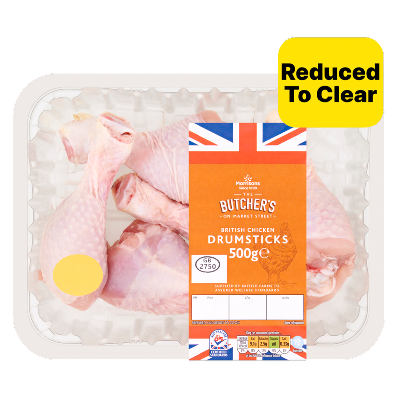 Reduced - Morrisons British Chicken Drumsticks, 500g