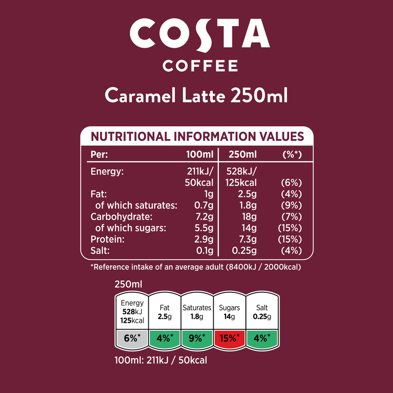 Costa Coffee Caramel Latte, 250ml