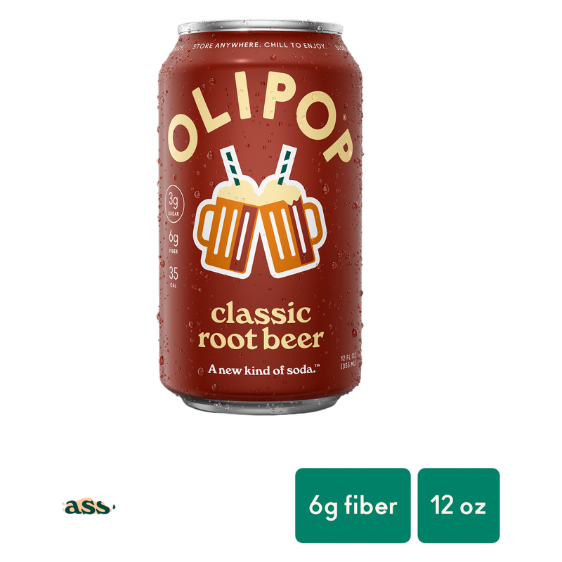 Olipop Classic Root Beer, lata de 12 oz, estable en estante