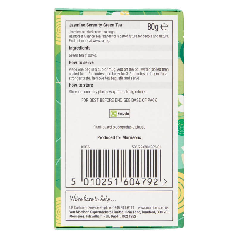 Morrisons 40 Jasmine Serenity Green Tea Bags, 80g