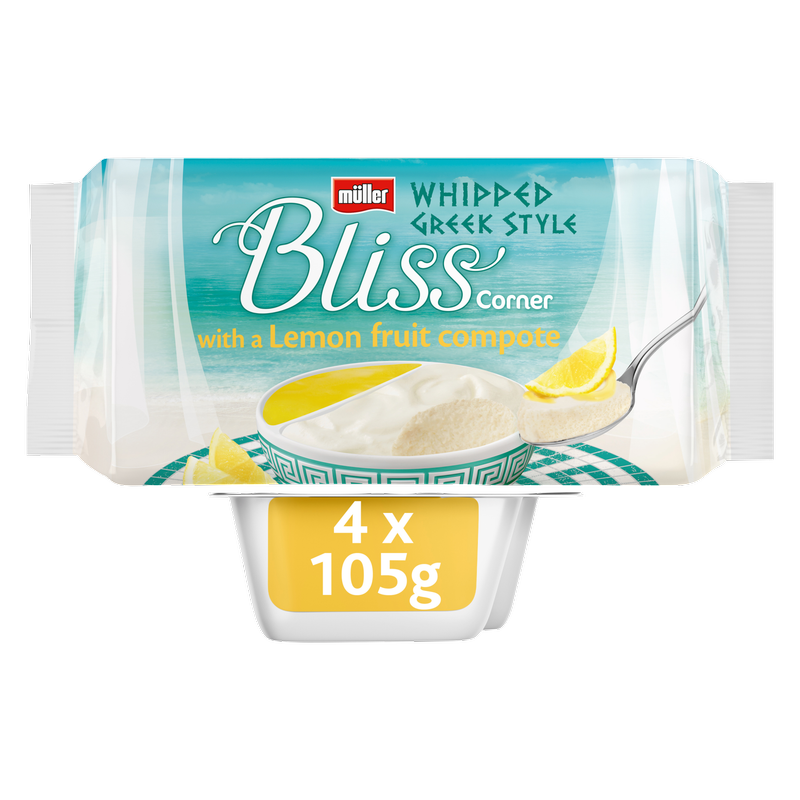 Muller Bliss Corner Whipped Greek Style Yogurt, 4 x 105g
