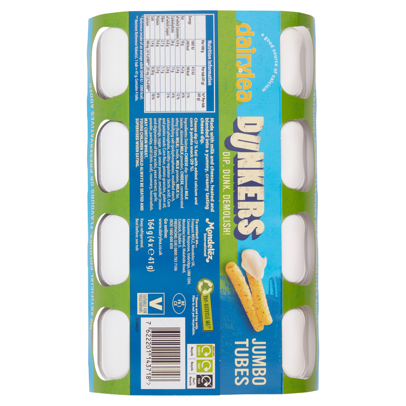 Dairylea Dunkers Jumbo Tubes Cheese Snacks, 4 x 41g