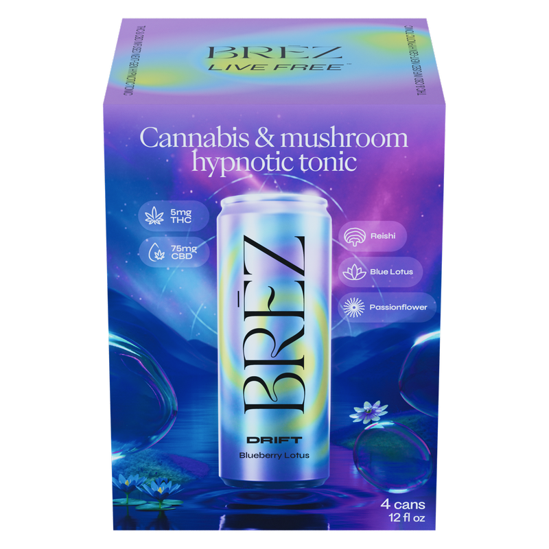 BREZ 5mg THC Drift Blueberry Lotus Tonic 4pk 12oz Can