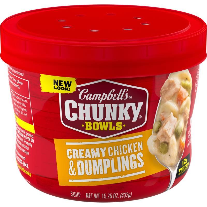 Campbell’s® Chunky® Soup, Creamy Chicken and Dumplings Soup, 15.25 oz Microwavable Bowl