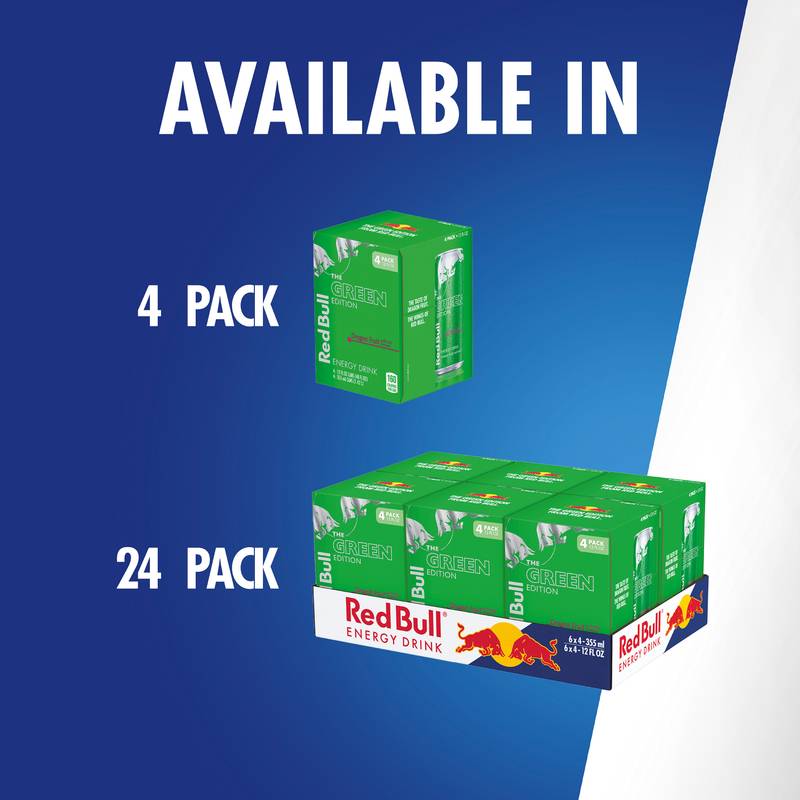 Red Bull Energy Drink The Green Edition Dragon Fruit 24pk 12oz Can- XL