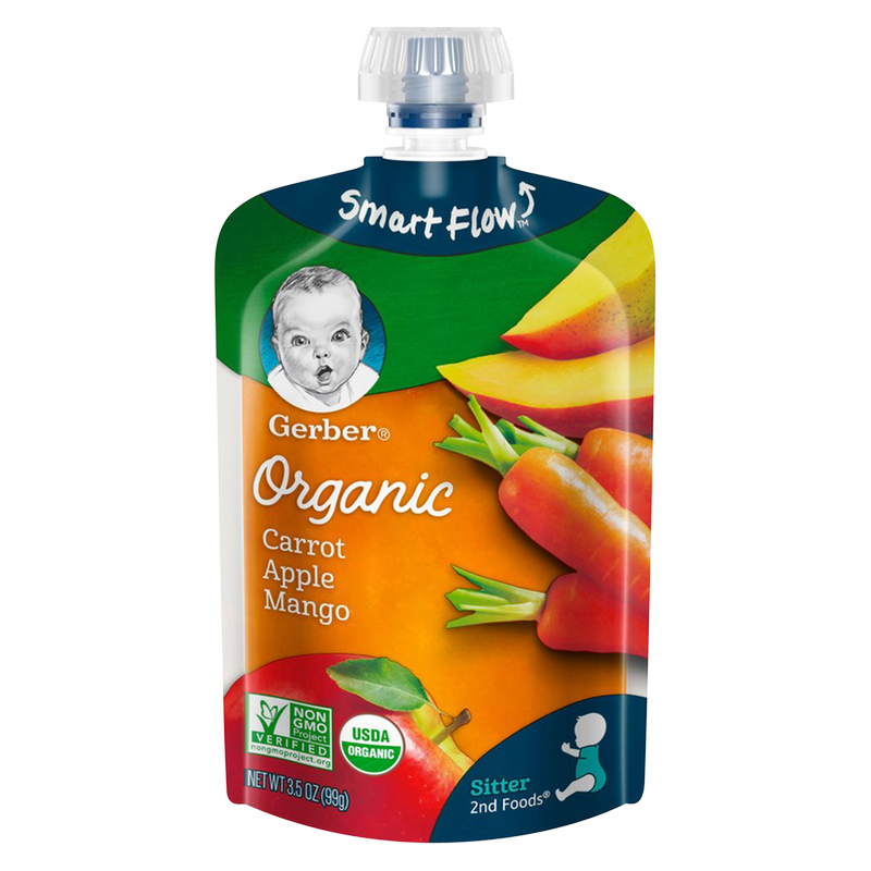Gerber Organic Carrot Apple Mango Pouch 3.5oz