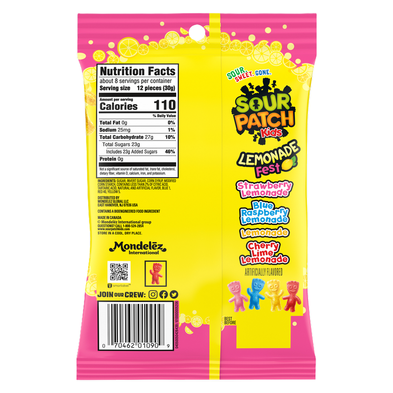 Sour Patch Kids Lemonade Fest Soft & Chewy Candy 8.04oz
