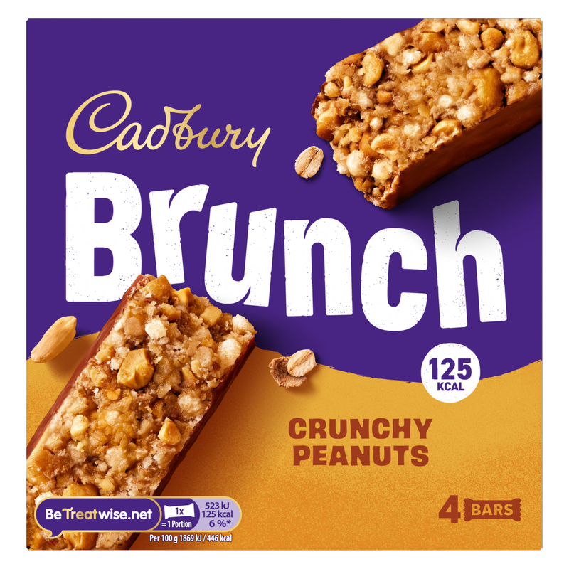 Cadbury Brunch Peanut Cereal Bars, 112g