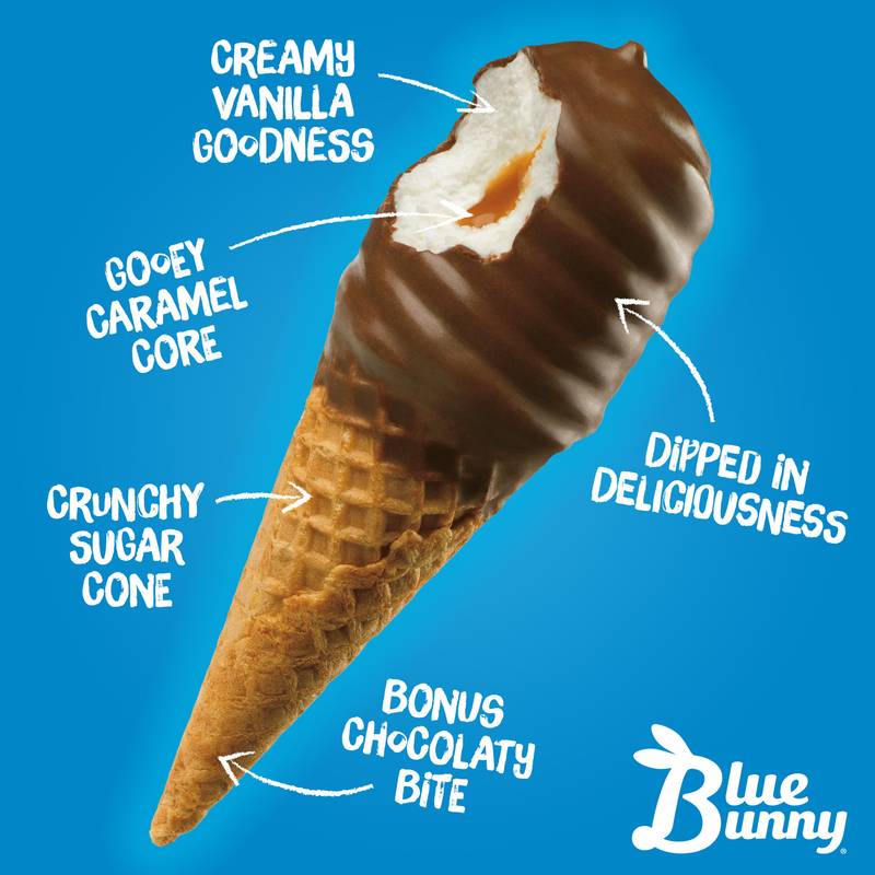 Blue Bunny Caramel Mini Swirls Dipped Cones 8ct