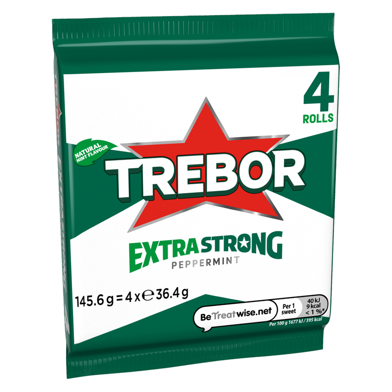 Trebor Extra Strong Peppermint, 4 x 36.4g