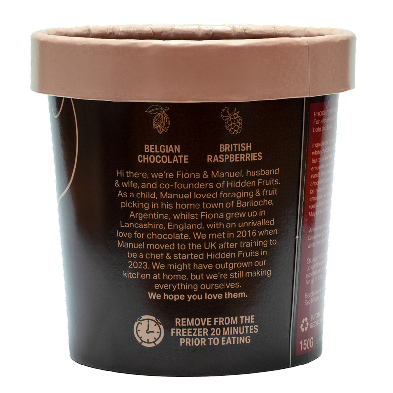 Hidden Fruits White & 70% Dark Belgian Chocolate Coated Raspberries, 150g