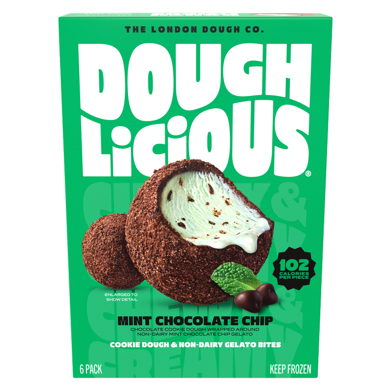 Doughlicious Mint Chocolate Chip Cookie Dough & Gelato Bites, 6 x 32g