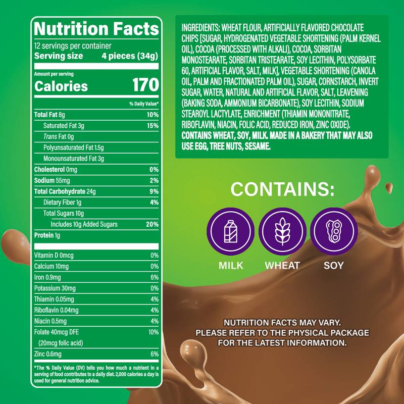 Marinela Trikis Chocolate Chip Cookies, 8 packs, Cookies, 14.11 oz Box