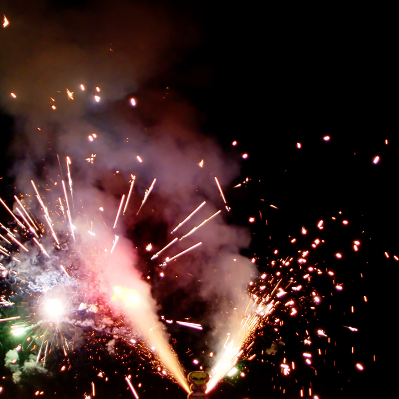 Martian Man Fountain Fireworks