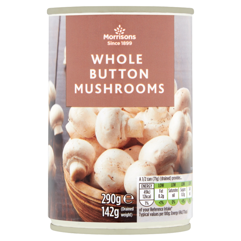 Morrisons Whole Button Mushrooms, 290g