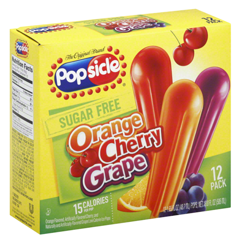 Popsicle Sugar Free Orange, Cherry, Grape 12ct
