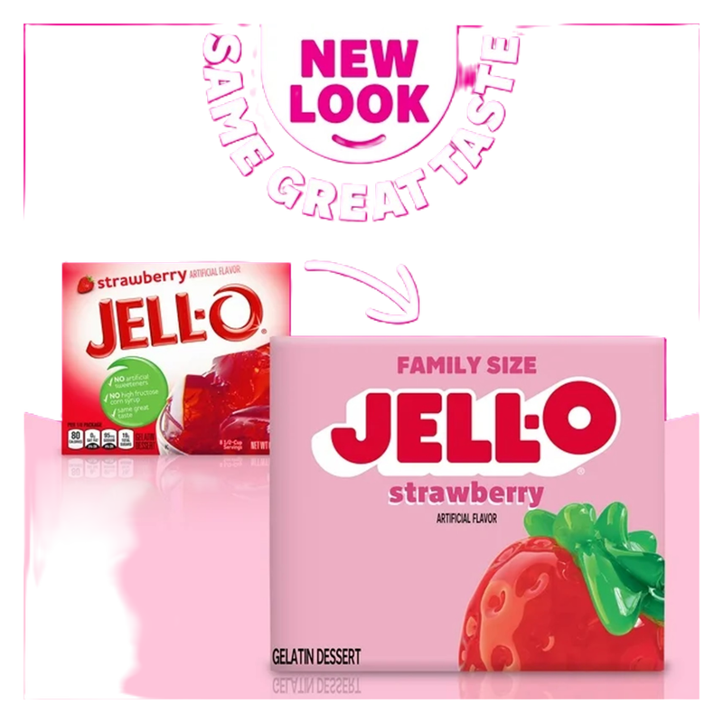 Jell-O Strawberry Artificially Flavored Gelatin Dessert Mix, Family Size, 6 oz Box