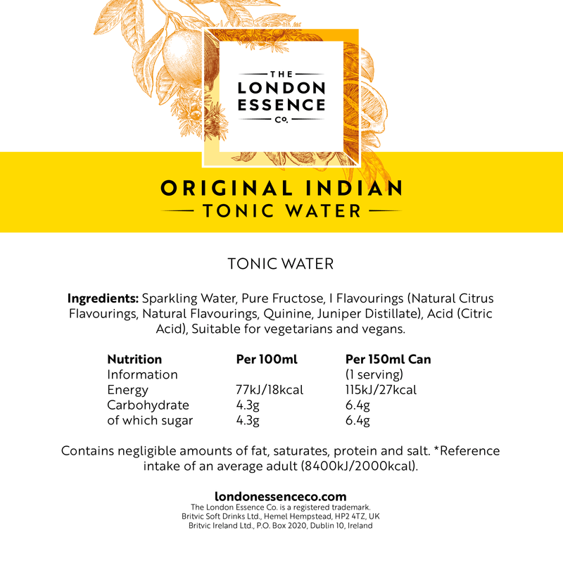 The London Essence Co. Original Indian Tonic Water, 6 x 150ml
