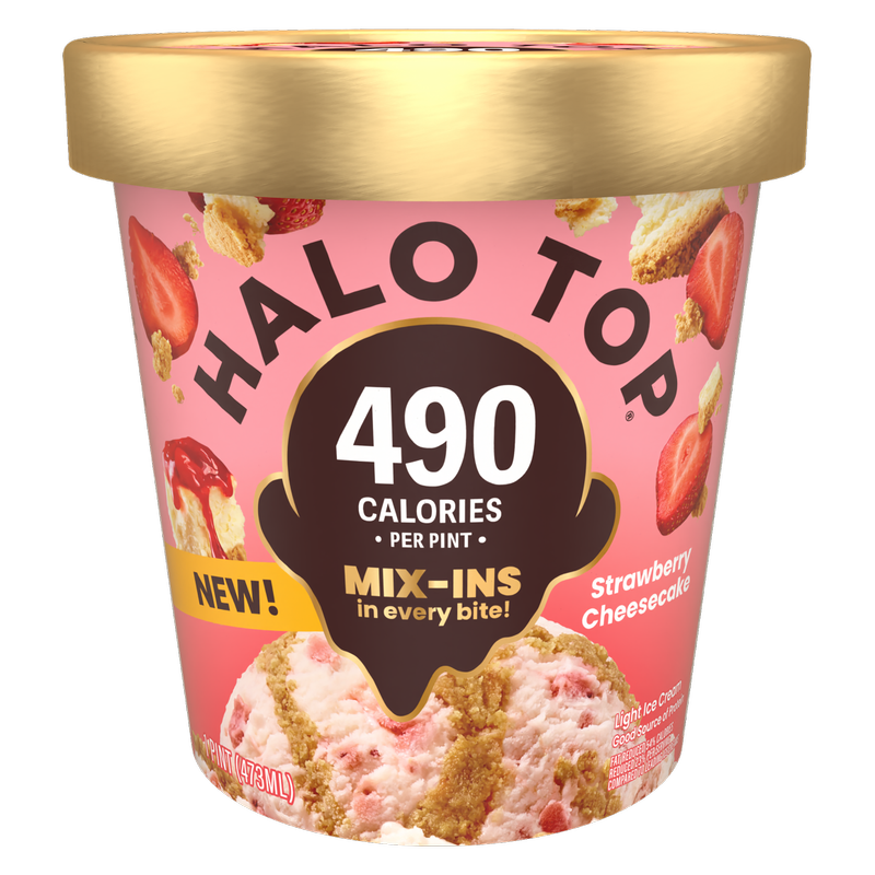 Halo Top Mix Ins Strawberry Cheesecake Light Ice Cream Pint, 16oz