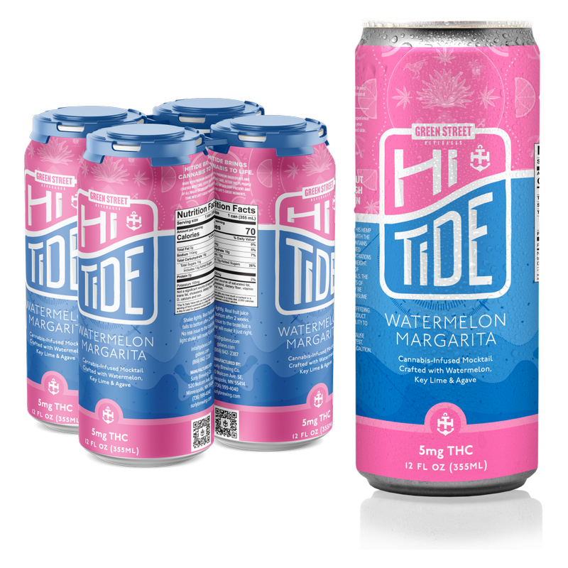 HiTide 5mg THC Watermelon Margarita 4pk 12oz Can