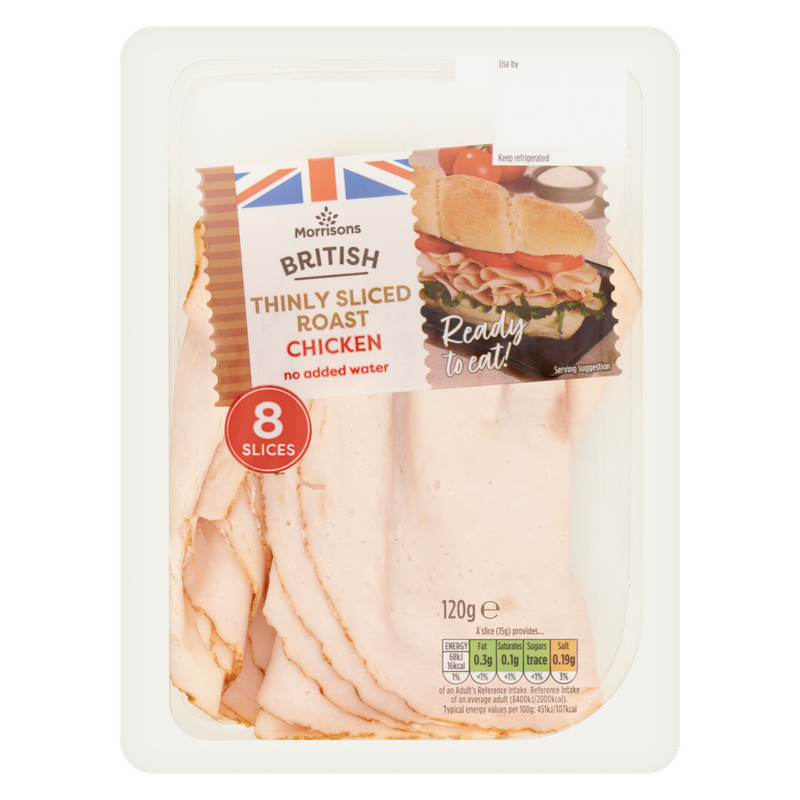 Morrisons 8 British Thinly Sliced Roast Chicken Slices, 120g