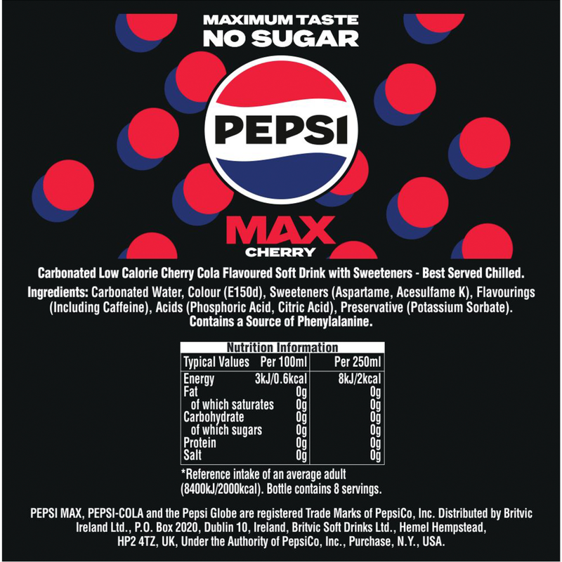 Pepsi Max Cherry, 8 x 330ml