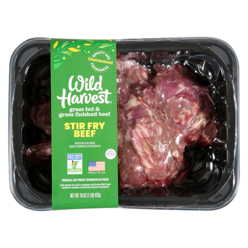 Wild Harvest Frozen Grass Fed Stir Fry Beef - 16oz