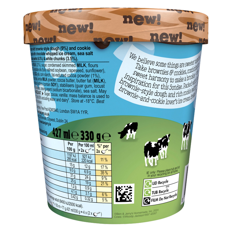Ben & Jerry's Brookies & Cream Sundae, 427ml