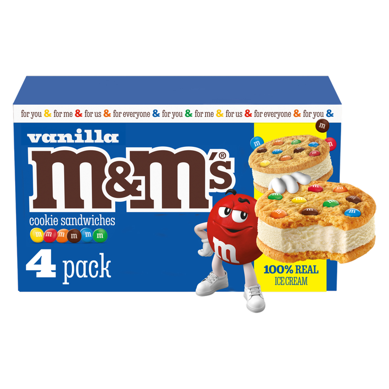 M&M'S Vanilla Ice Cream Cookie Sandwiches, 4 Pack