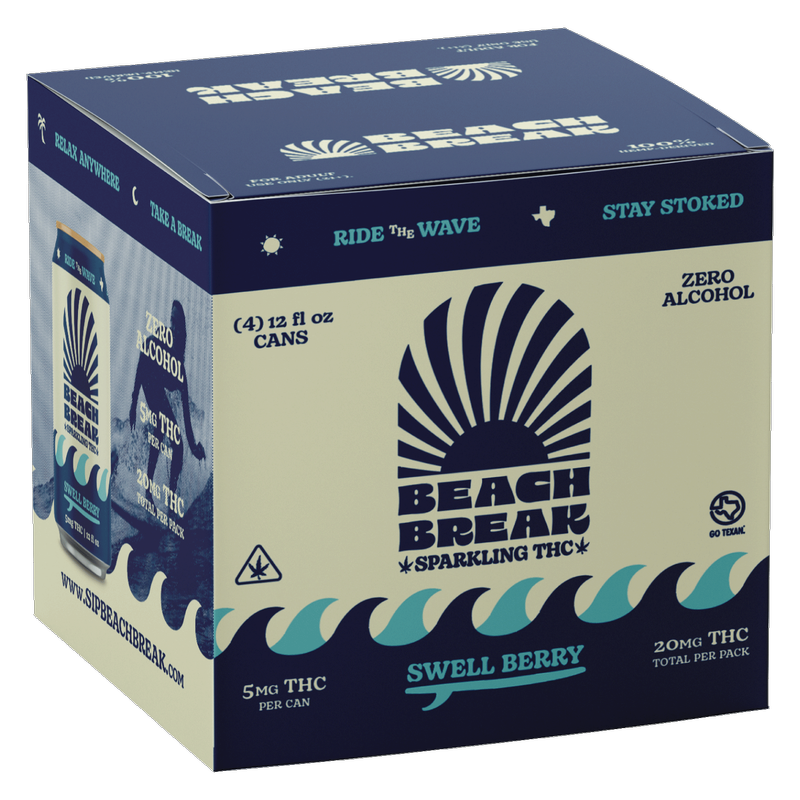 BEACH BREAK Swellberry bebida con 5 mg de THC, paquete de 4 latas de 12 oz