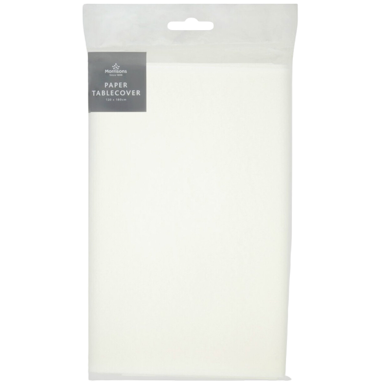 Morrisons White Table Cover 120x180cm, 1pcs