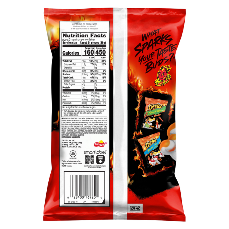 Cheetos Crunchy Cheese Flavored Snacks XXTRA Flamin Hot Flavored 2.875oz