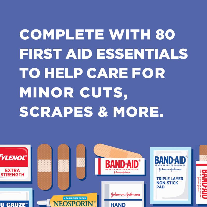 Johnson & Johnson Travel Ready First Aid Kit, 80 Pieces