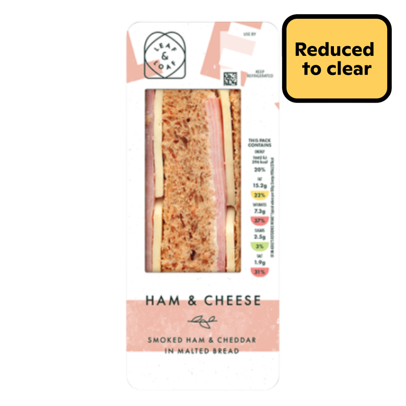 Reduced - Leaf & Loaf Smoked Ham & Cheddar Sandwich, 1pcs