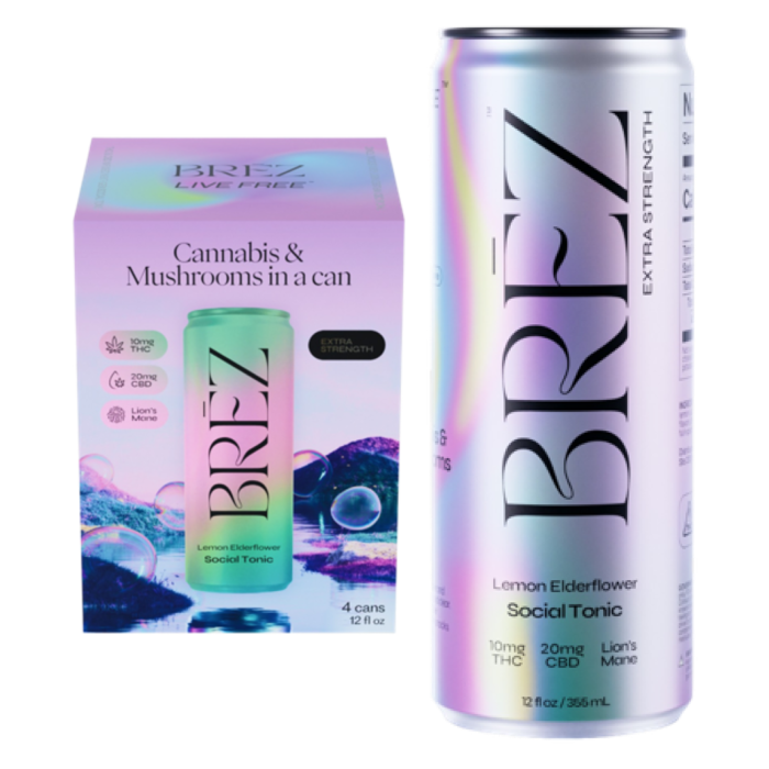 BREZ Extra Strength 10mg THC 2200mg Lions Mane Social Tonic 4pk 12oz Can