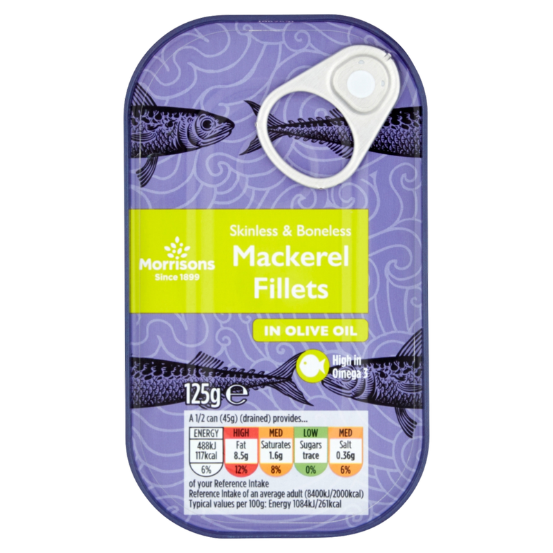 Morrisons Mackerel Fillets in Olive Oil, 125g