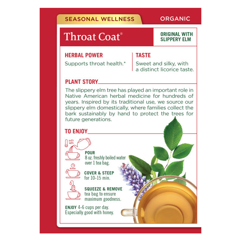 Traditional Medicinals Organic Throat Coat Herb Tea 16ct