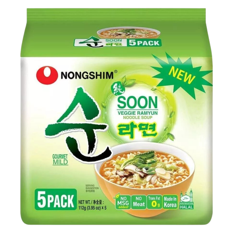 Nongshim Veggie Soon Instant Noodles, 5 x 112g