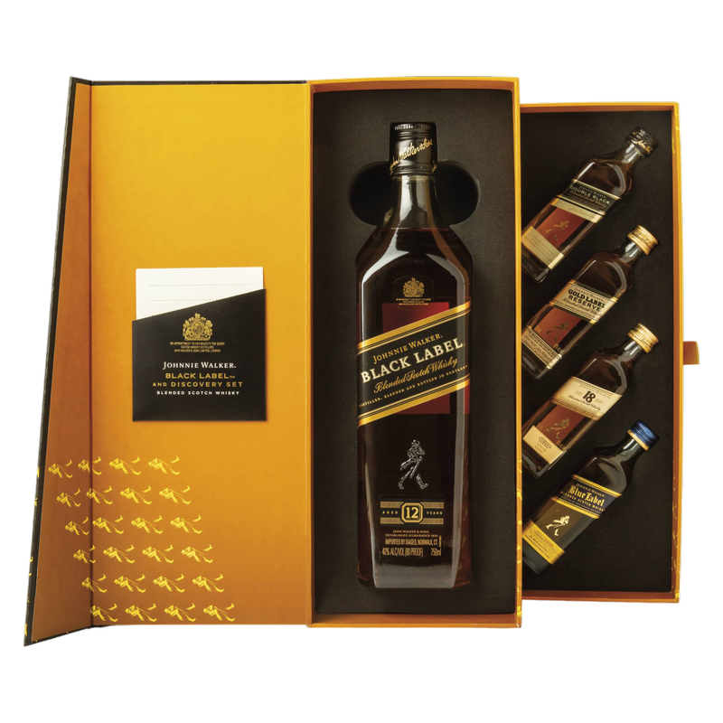 Johnnie Walker Black with 50ml Discovery Set 750ml (80 Proof)