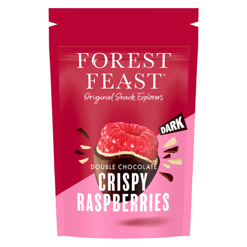 Forest Feast Dark Double Chocolate Crispy Raspberries, 100g