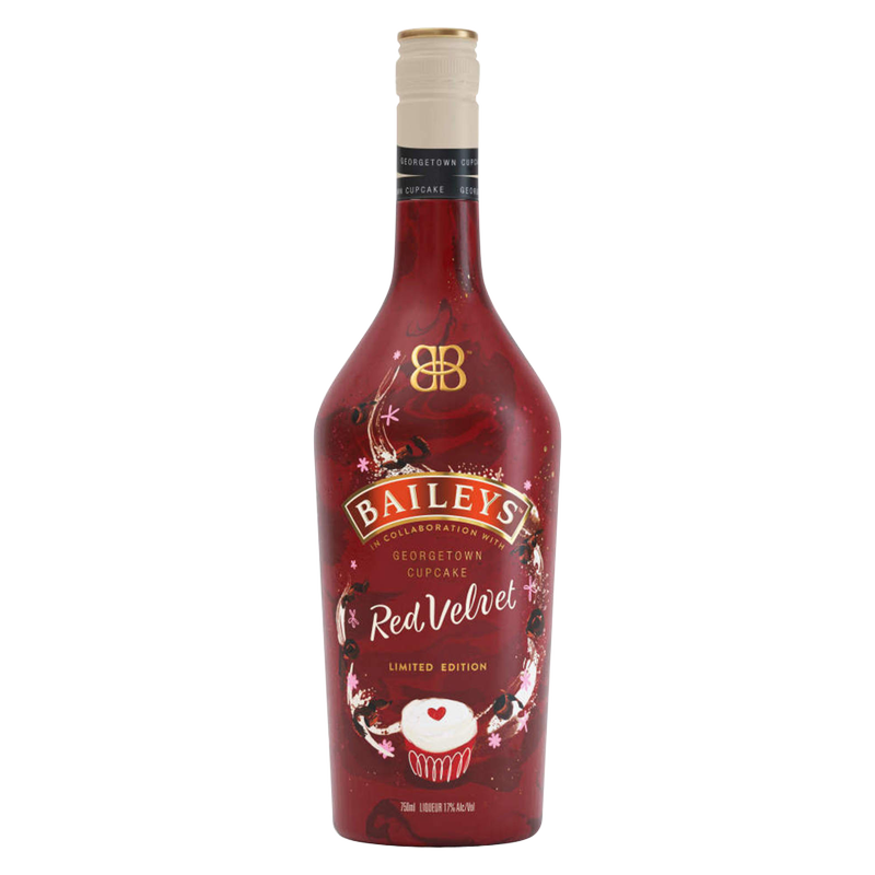Baileys Red Velvet Irish Cream Liqueur, In Collaboration with Georgetown Cupcake, 750 mL (34 Proof)