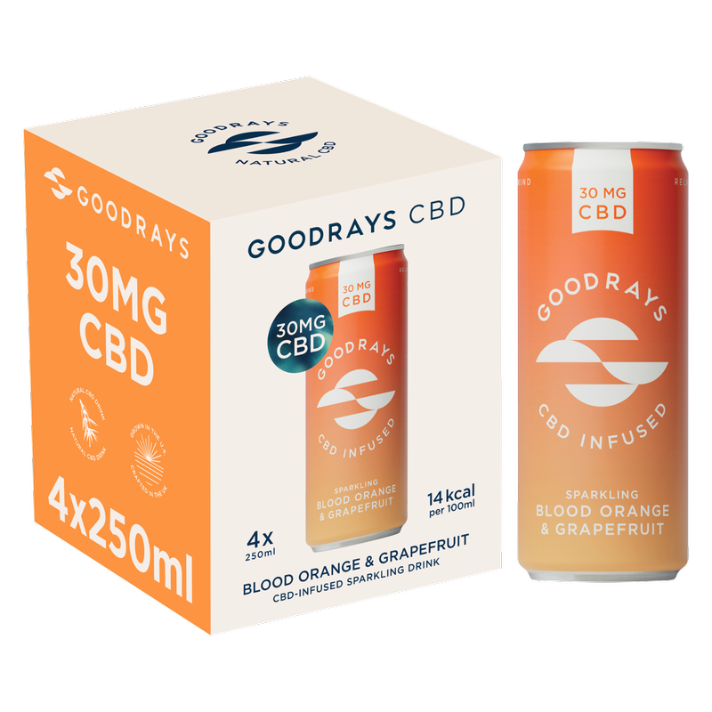 Goodrays CBD Blood Orange & Grapefruit, 4 x 250ml
