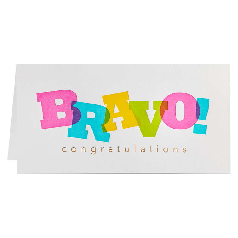 NIQUEA.D "BRAVO Layered Lettering" Congratulations Card 3.75x7.25"