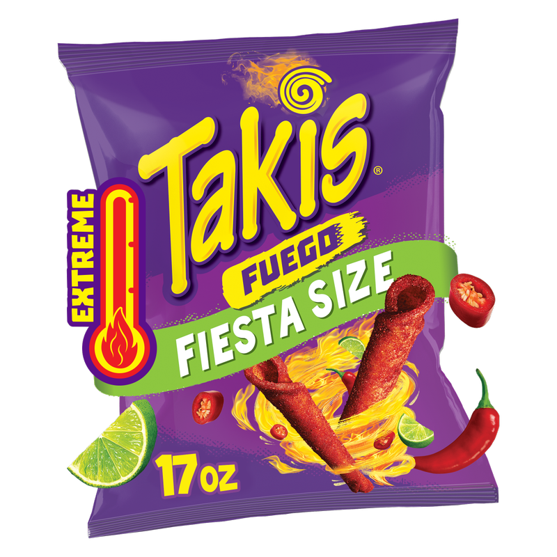 Takis Fuego Spicy Rolled Tortilla Chips Fiesta,17 oz